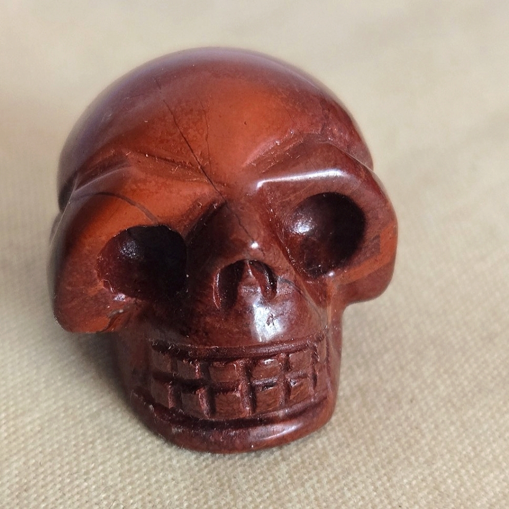 Small Red Jasper Carved Skull